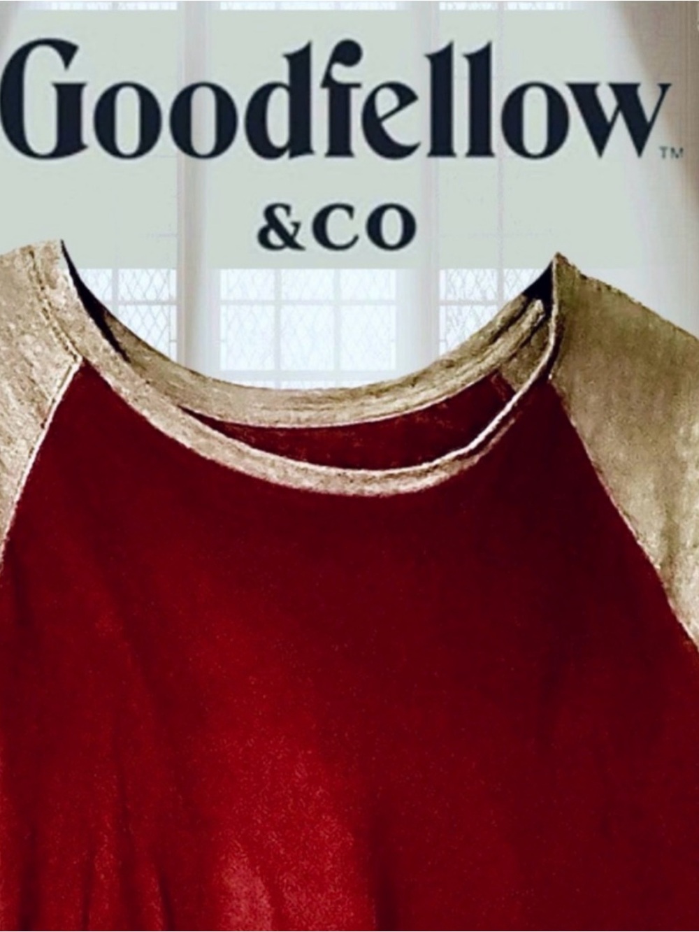 Goodfellow & Co Burgundy and Grey Long Sleeve Top